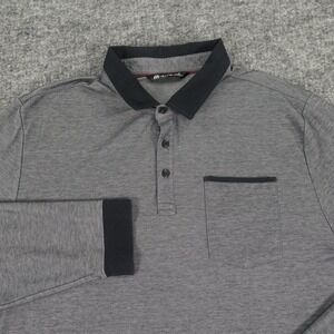Travis Mathew Polo Shirt Mens XL Gray Long Sleeve Pocket Pima‎ Cotton Blend Golf
